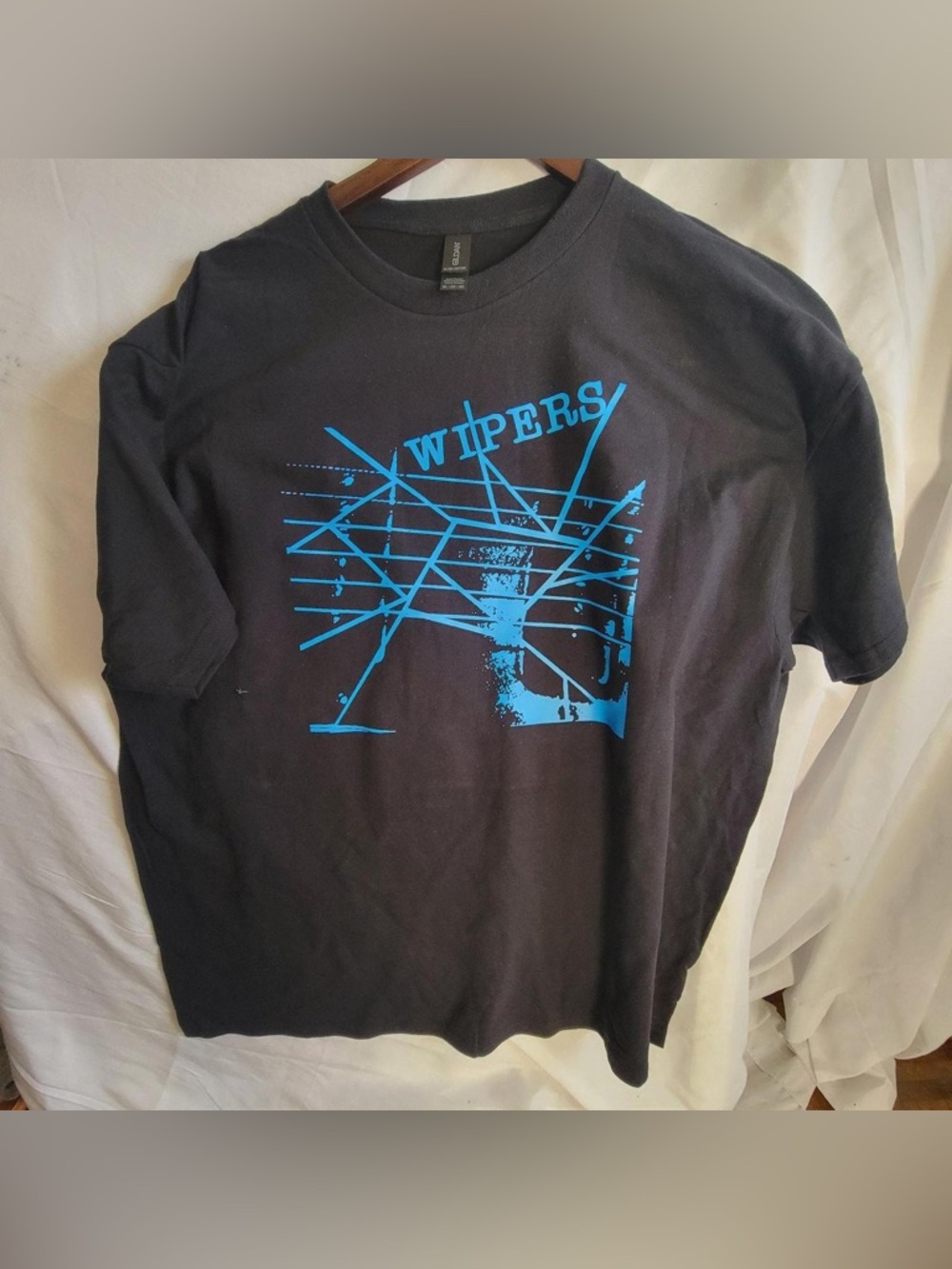 Wipers Black Graphic Tee with Blue Print - Unbranded